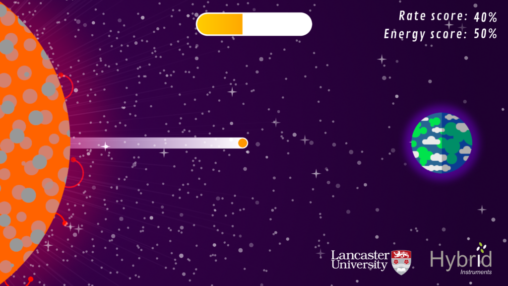 Particle Pinball Machine - game view shortly after interaction.